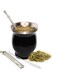 Mate Cup Kit, 8-Ounces Traditional Mate Tea Cup/Gourd Set   Includes 2 Bombillas (Yerba Mate Straw) &amp; Cleaning Brush, Stainless Steel Cup, Double-Walled, Easy to Clean   Black