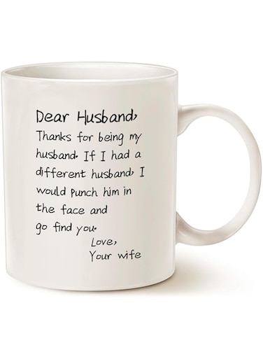 MAUAG Funny Valentines Day Gifts Husband Coffee Mug, Best Gifts for Husband Dad Father Cup, White 11 Oz