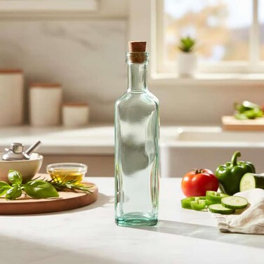 Home Recycled Glass Oil &amp; Vinegar Bottle 400ml - Light Green