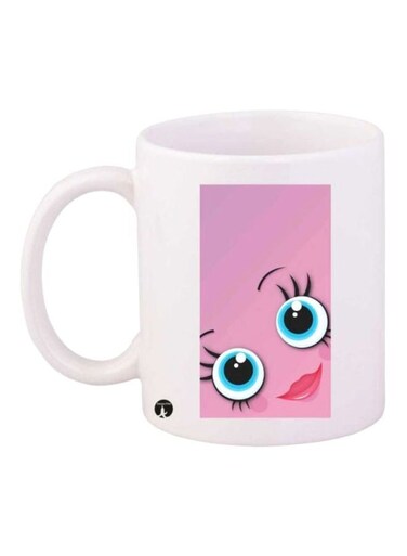 Cartoon Printed Mug White/Pink/Blue
