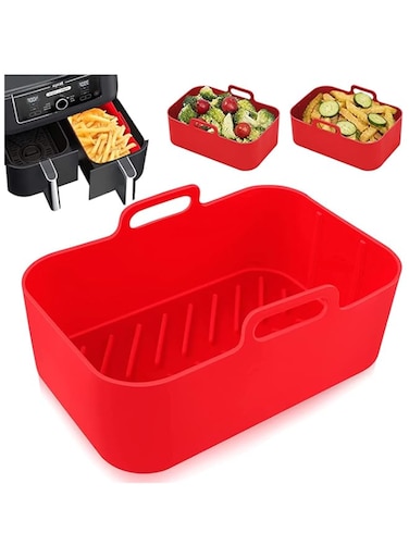 REVHQ Air Fryer Reusable Liner, for Ninja Foodi DZ201/DZ401 Dualzone Air Fryer, Oven Insert Silicone Bowl, Replacement of Parchment Paper Liners, Non Stick Basket for 8QT Pot and Above