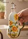 Sunflower Ceramic Olive Oil Dispenser Bottle &acirc;&euro;&ldquo; Hand Painted Oil &amp; Vinegar Bottle with Handle, Stainless Steel Spout, Kitchen Decor