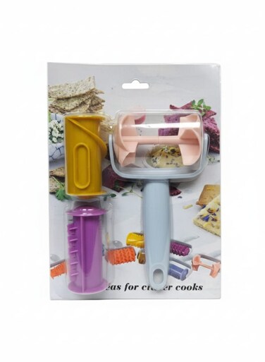 3 piece cookie cutter set inlcudes Multi-shape cookie/cheese slicer with ergonomic handle, Cylindrical cutter with comfortable grip, Rectangular cutter for precise portions