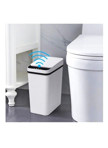 Bathroom Touchless Trash Can 12L Smart Automatic Motion Sensor Rubbish Can with Lid Electric Narrow Small Garbage Bin for Kitchen, Office, Living