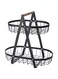 VIO 2 Tier Countertop Metal Fruit Basket Fruit Bowl Bread Basket Vegetable Holder Organiser 2 Level Decorative Storage Stand Tray for Home Kitchen Countertop Great Gift Oval Black (Black)
