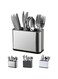 Kitchen Utensil Holder, Countertop Utensil Organizer Stainless Steel Caddy Silverware Organizer Utensil Holder Compartments Cooking Utensil Organizer Large Capacity Flatware Spoon Spatula Fork