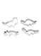 4-Piece Dinosaur Cookie Cutter Set Silver 28mm