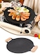 36CM Nonstick Round Grill Pan, Thickened BBQ Griddle With Hangable Handles, Compatible for Induction, Gas Stove, Electric Cooktop, Indoor or Outdoor Grilling Meat Roasting Pan