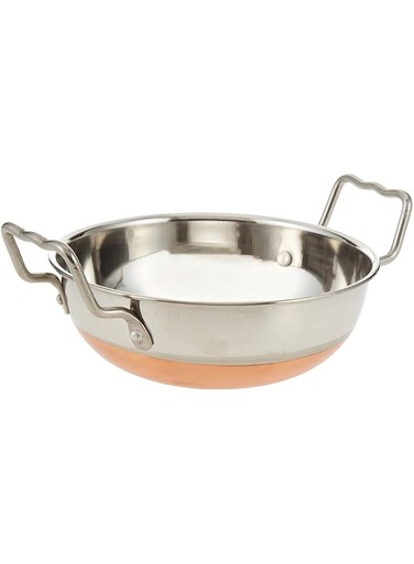 RAJ Copper Bottom Kadai Cooking Pot with Double Handle, CBK003 - 21 cm, Deep Frying pot , Mixing Pot , Roasting Pot