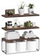 Bathroom Shelves Over Toilet with Storage Basket, Floating Bathroom Wall Shelves for Home Organization &amp; Wall Decor, Bathroom/Kitchen/Living Room Shelves,Natural Wood (Carbonized Brown)