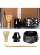 Matcha Whisk Set, 4pcs Japanese Tea Set,Matcha Whisk,Traditional Scoop, Matcha Bowl, Ceramic Whisk Holder,Traditional Matcha Tool Set for Matcha Tea Ceremony (Black)