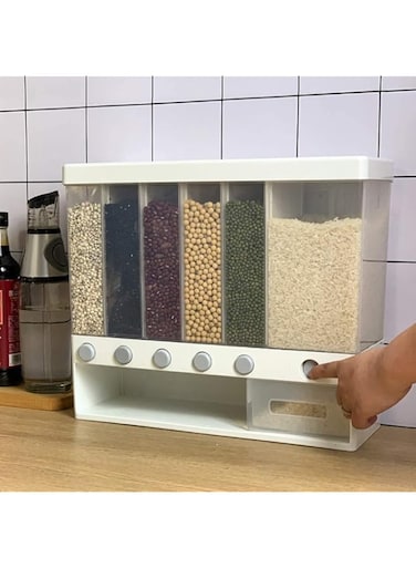 Wall-Mounted Dry Food 6-Grid Cereal Food Storage Container