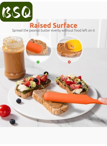 (4-piece set, orange) Silicone Spatulas   Cake Baking Tools   Mini Silicone Spatula   Long-handled Heat-resistant Jar Spatula   Suitable for kitchen, baking, and cake decorating.