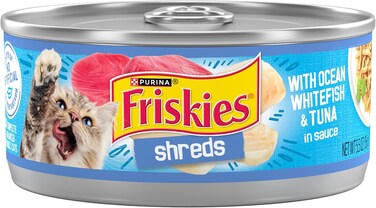 Purina Friskies Savory Shreds Cat Wet Food Ocean Whitefish Tuna 5.5oz - Pack of 24