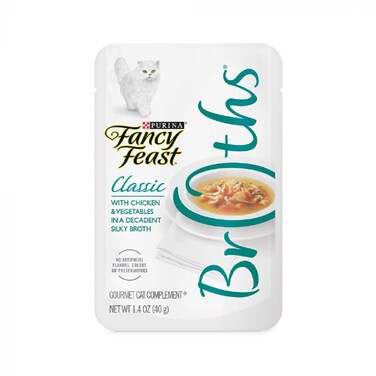 Purina Fancy Feast Broths Classic Cat Wet Food Chicken and Vegetables 40g - Pack of 24
