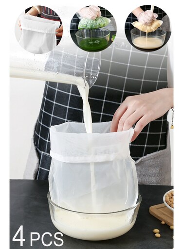 pcs Food Grade Soy Milk Filter Bags Vegetable juice filter bag, 100Mesh 15*20CM,20*30CM,30*45CM,45*60CM Fine Mesh Bag Milk Filter Bag All Purpose Food Strainer Nylon Cheesecloth