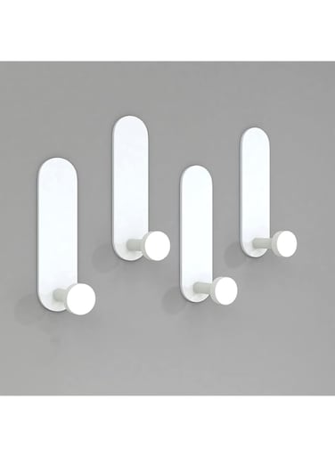 JS Self-Adhesive Hooks&ndash;4 Pack, Stainless Steel, No Drill, Stick on Wall for Hanging Towels, Coats, Robes, Keys in Bathroom, Kitchen Shower