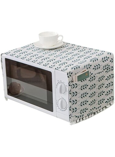 Tazweeq Microwave Oven Cover, Elegant Dustproof Cover Toaster Cover Microwave Oven Protector Kitchen Anti-Oil Towel, 1 Pcs Green Wheat Ears