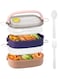Lunch Box, 2 Compartment Food Container, Multifunctional Lunchbox for School &amp; Office, Lunch Box For Kids &amp; Adults, Multifunctional Food Containers, Dishwasher and Microwave Safe (Pink/Multi)
