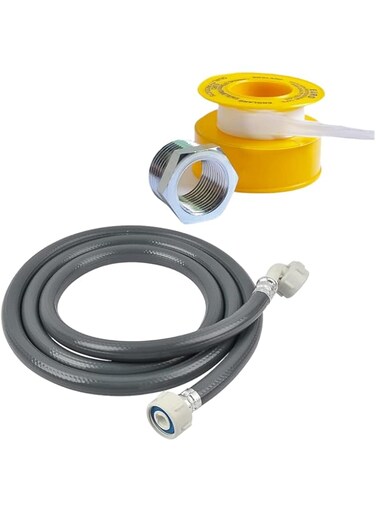 ETAVA - Premium Quality Inlet Hose for Smooth and Reliable Dishwasher Drainage washing machine Pipe with CP reducer &amp; Teflon Tape Set 2 Mtr 6.57 Feet.