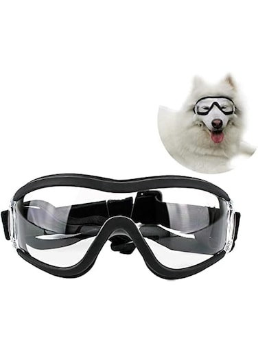 Dog Goggles,Water-Proof Windproof Eye Protection Cool Dog Goggles Adjustable Strap Photo Prop(Transparent)