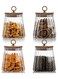 Airtight Glass Jars Set of 4,Glass Coffee Nuts Canister with Bamboo Lid,Petal Decorative Coffee Storage Container (Taper)