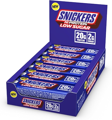 Snickers Milk Chocolate Low Sugar Protein Bars, 12 X 57G Pack, Only 2G Of Sugar Per Bar, Hi Protein Energy Snack, 20G Protein