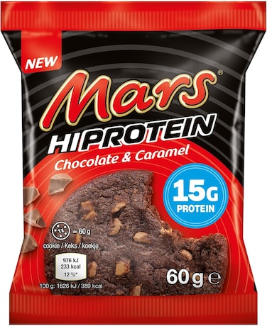 Mars Chocolate Caramel Protein Cookie (12 X 60G), High Protein Energy Snack, 15G Protein, Vegetarian