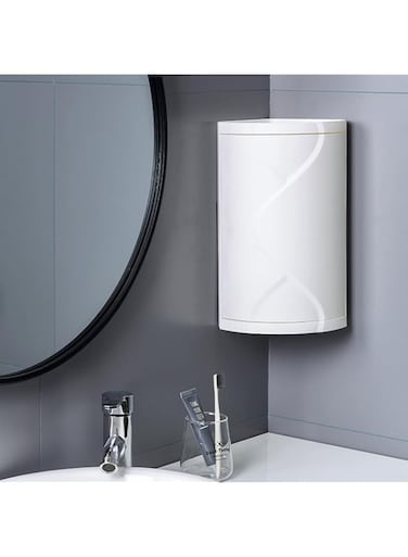 Aminery Rotating Triangle Shelf, Small Bathroom 360 Degree Double Layer Storage Rack Corner Shower Organizer Cosmetic Storage Cabinet Bathroom Holder (Rotating)