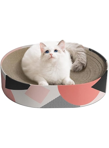 Mumoo Bear Cat Scratcher Cardboard, Oval Corrugated Scratch Pad, Cat Scratching Lounge Bed, Durable Recycle Board For Furniture Protection, Cat Scratcher Bowl, Cat Kitty Training Toy
