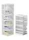 Nest Foldable 6-Tier Shoe Rack Organizer Space-Saving Foldable Shoes Storage Container with Doors Clear Plastic Closet Stackable &amp; Expandable Shoe Box Cabinet for Home