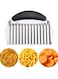 Crinkle Cutter French Fry Cutter,Stainless Steel Wavy Slicer Crinkle Cutting Chopping Tools with Handle for Carrot Vegetable