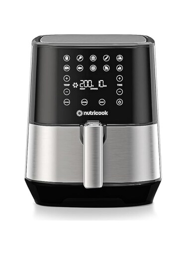 Nutricook Air Fryer 3.6 L,1KG , 1500 Watts, Digital Control Panel Display, 10 Preset Programs With Built-In Preheat Function, Stainless Steel + BBQ Skewer, 2 Yr limited Warranty, Amazon exclusive