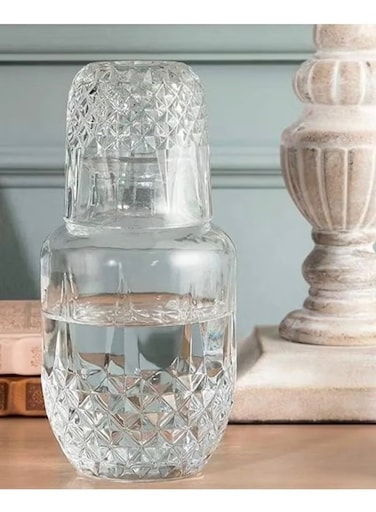 Two Pieces Jack Beverage Jug With a Cup With An Attractive And Modern Design For Water And Juice Glass Clear