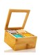 Tea Box Made with premium Quality Bamboo Material - 4 Compartment Tea Organizer - With Transparent Glass Lid