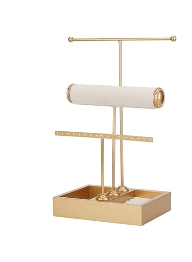 JOOCHOO Jewelry Organizer Stand Metal, Hanging Jewelry Organizer Tiered Tabletop Countertop Free Standing Necklace Holder Display, 3 Tier Tabletop Bracelet &amp; Necklace Jewelry Organizer Display