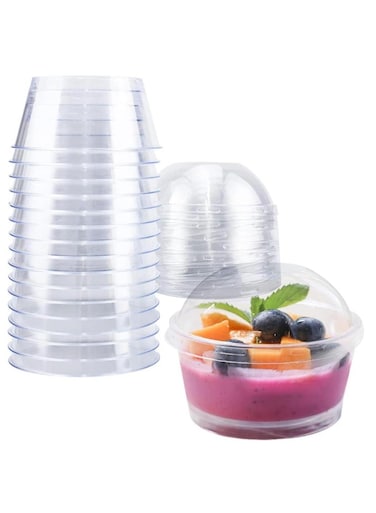 5oz 50pack Clear Plastic Cups for Ice Cream, Dessert Cups,Mini Parfait Cups with Dome lids No Hole Snack Bowl Party Cups for Fruit/Ice Cream/Cupcake