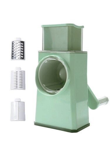 Kitchen Mandoline Vegetable Slicer with 3 Interchangeable Blades - Rotary Cheese Grater, Slicing of Fruits, Vegetables, and Nuts