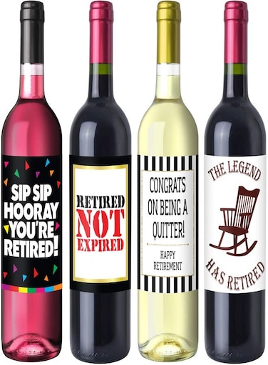 James Co. Retirement Party Wine Label Pack - Retirement Party Supplies, Gifts, and Decorations