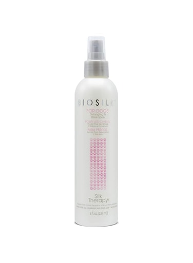 BioSilk for Dogs Silk Therapy Detangling Plus Shine Mist for Dogs   Best Detangling Spray for All Dogs &amp; Puppies for Shiny Coats and Dematting   8 Oz Bottle (Packaging May Vary),WHITE