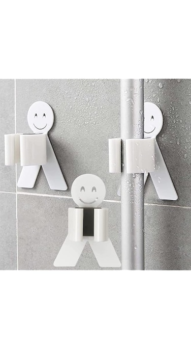 ELECDON 3pcs Mop Broom Holder Human Shape Broom Hanger Rack Wall Mounted Organizer Tidy Cleaner Brush Storage for Garage Garden Home Kitchen Supplies Accessories