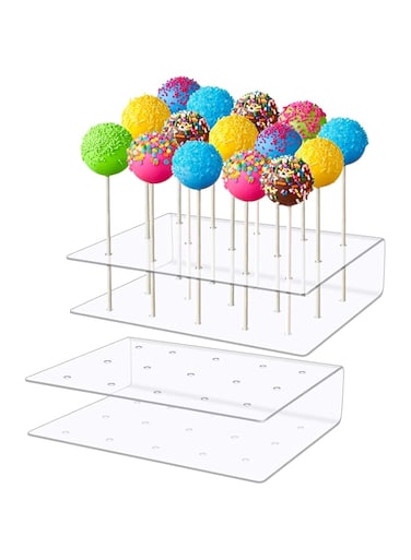 Tigerkinwit Lollipop Stand 2 Pieces Acrylic Cake Pops Display Stand 15 Holes Transparent Lollipop Stand for Wedding Party Birthday Party