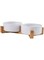 TOMVAES Pet Ceramic Bowl, Durable Cat Dog Bowl Dish with Wooden Stand and Non-Slip Pads, Dog Bowl Sets for Food and Water, Dog Food Bowl for Small Medium Sized, Weighted Dog Dishes
