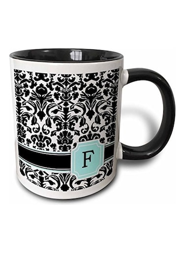 Letter F Two Tone Mug White/Black/Blue