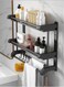 2 Tier Bathroom Wall Shelf Shower Storage Rack With Hooks,Storage Organizer Shelf For Bathroom Kitchen