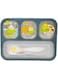 Lunch Box for Kids Adults, Multi Compartment Lunch Meal Planner, 3 or 4 Compartment Snack Box, with 1 spoon (Grey)