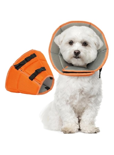 Kuoser Dog Recovery Collar,Soft&amp;Adjustable Dog Cone,Elizabethan Dog Collar After Surgery,Wounds Protection,Licking Scratching Prevention,Skin Diseases,Comfortable Pet Cone(Orange,S)