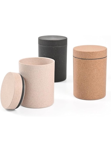 Eha Earth Friendly Canister with Air Tight Lid   Food Storage Container Jars Set of 3   Microwave Safe   Made with Rice Husk and Bamboo Fibers   700ml   Multicolor