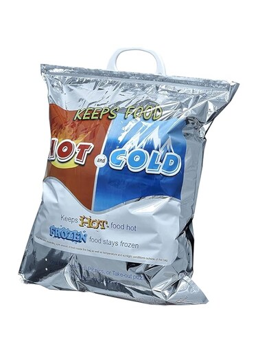 Keeps Hot and Cold Bag Reusable Insulated Bag Food Storage for Frozen Items &amp; Hot Items Including Lunch Bags &amp; Grocery Shopping Bags Reinforced Heavy Duty, Size 51x49cm, Silver,