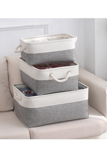 Home Fabric Storage Bin with Drawstring Closure and 2 Bold Handles, Collapsible Large Canvas Storage Baskets for Organizing Shelf Nursery Home Closet